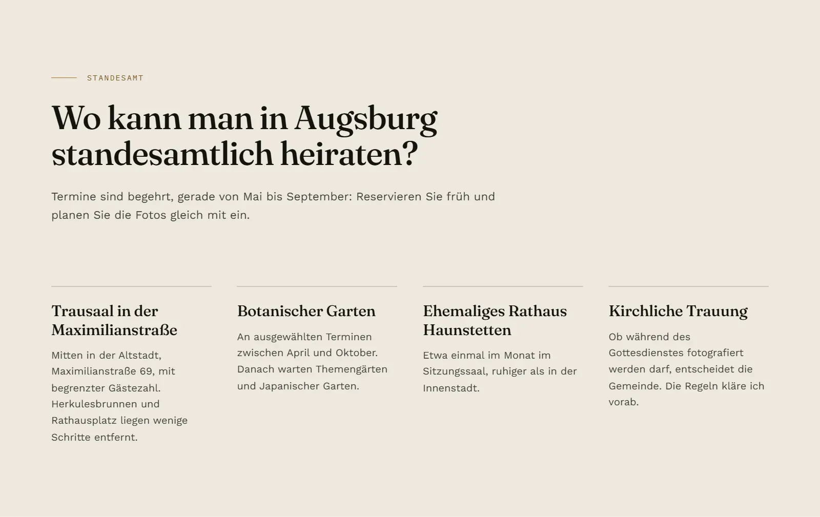 Ortsseite für Augsburg: wo man in Augsburg standesamtlich heiraten kann