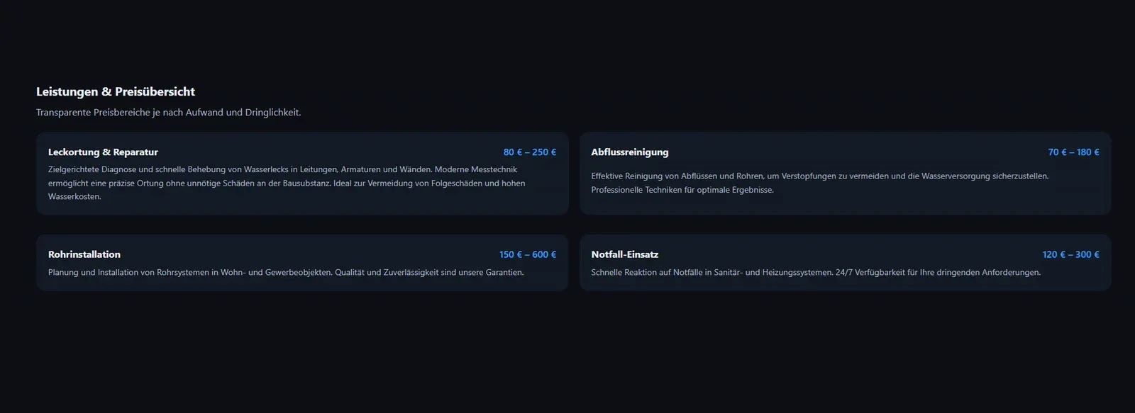 Leistungen und Preise