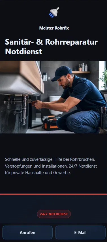 Anruf- und E-Mail-Knöpfe am unteren Rand
